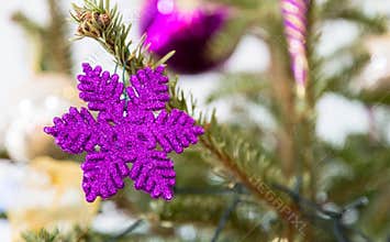 Christmas tree purple decoration in star shap