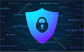 Banner cyber security data on the Internet. Vector illustration in a modern style