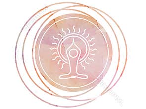 Circular Watercolor mandala meditation Symbol lotus
