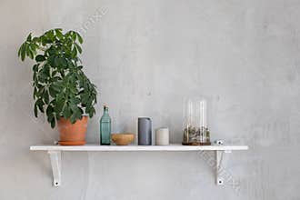 Wooden shelf with decor