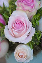 Beautiful bucket of pink roses