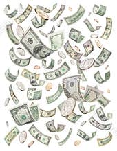 Money Dollars Raining Falling