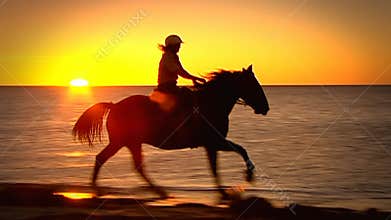 Silhouette of horses galloping