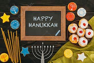 Frame with happy hanukkah