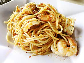 Seafood pasta fusion food
