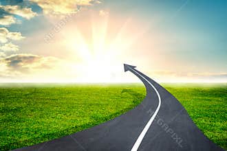 Highway road going up as an arrow