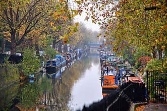 Little Venice canal in London at autumn
