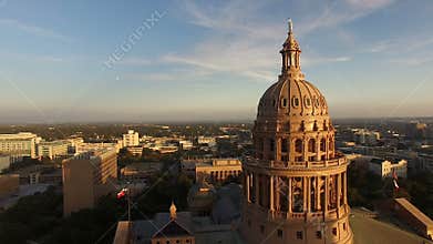 Flags Fly Dusk Austin Texas Capital Building Motion
