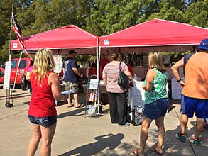 Citizens shopping at outdoor farmer market