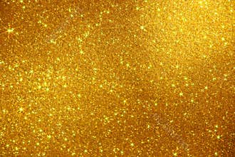 Gold Glitter Stars Sparkle Background - Stock Photo