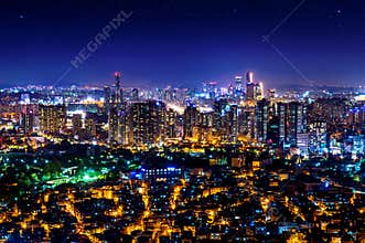 Cityscape at night in Seoul, South Korea