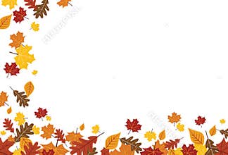 Bright Falling Fall Autumn Leaves Horizontal Border 1