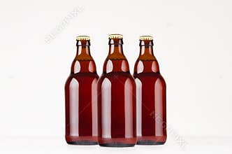 Group brown steinie belgian beer bottles 330ml mock up.