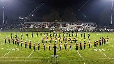 Marching band halftime show performance