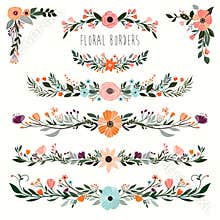 Hand drawn floral borders collection