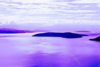 Islands with a sea with purple reflections