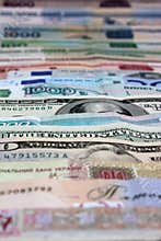 Money, various currencies as a background