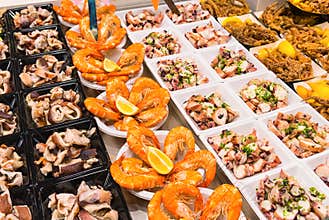 Catering buffet seafood dishes