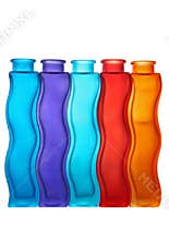 Coloured glass bottles isolated