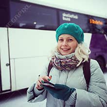 Woman waiting a bus