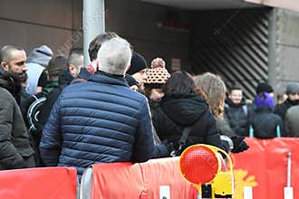 People waiting in line for Berlinale Film Festival 2018 tickets