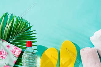 Summer holiday. Vacation background with beach accessories.