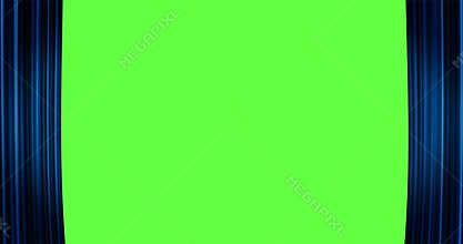 Opening blue curtain from the fabric