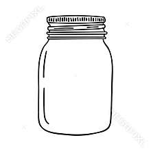 Hand drawn mason jar. Contour sketch. Vector