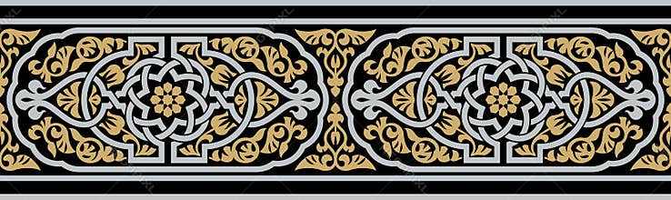 Arabic floral seamless border. Traditional islamic design.