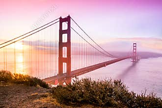 San Francisco golden gate bridge at sunrise