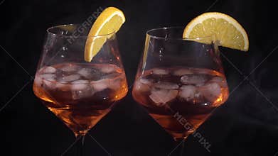 Pair of glasses with alcoholic drink beverage wine