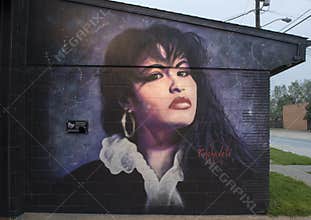 Selena wall mural by Theo Ponchaveli, Dallas, Texas