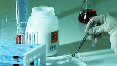Researcher mixes toxic substances in a laboratory