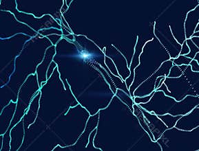 Neurons, synapses, neural network circuit of neurons, brain, degenerative diseases, Parkinson