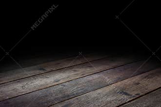 Dark Plank wood floor texture perspective background for display