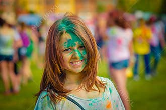 Woman portrait on holi festive