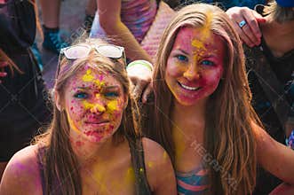 Womans portrait on holi festive