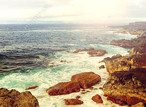 Azores Islands wallpaper. Atlantic Ocean, cloudy sky and rocky c