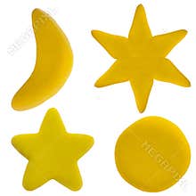 Plasticine star and moon on white