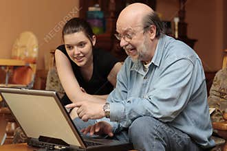 Family album on granddad's laptop