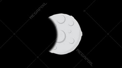 Cartoon Moon with Earth Shadow and Transparent Background