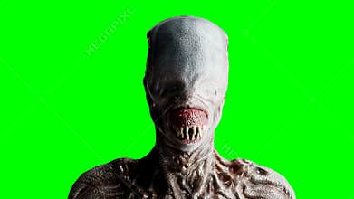 Scary, horror monster. Fear concept. Green screen isolate. Realistic 4K animation.