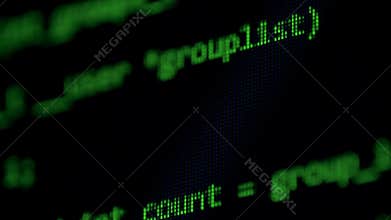 Special commands create a computer code, close up.