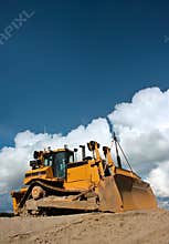 Heavy duty bulldozer at work