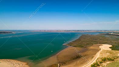 Aerial view of the Atlantic coast in Ronce Les Bains, Charente Maritime