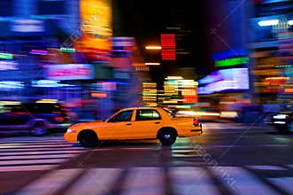Taxicab on city street