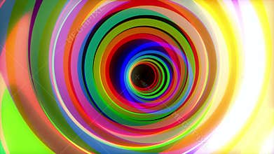 Colorful tunnel. Animation of flight through color circles. Marquee Glow Colorful Rings Psychedelic Tunnel Ride Motion