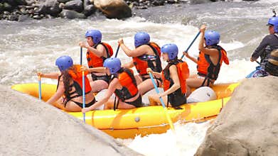 White Water River Rafting Calm Scene