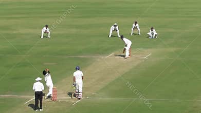 Batsman left the ball in a test cricket match at Indore Stadium