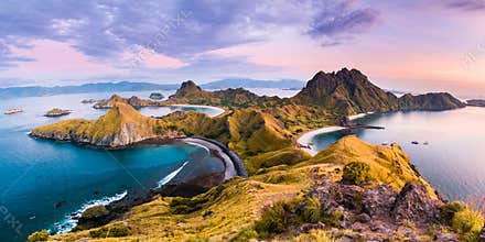 Coast view of Padar Island in a cloudy morning